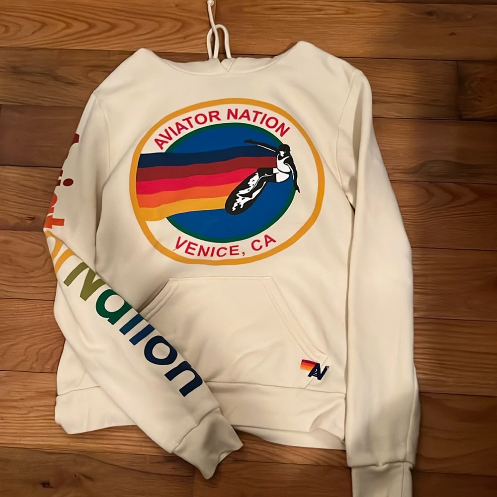 aviator nation cream sweatshirt small